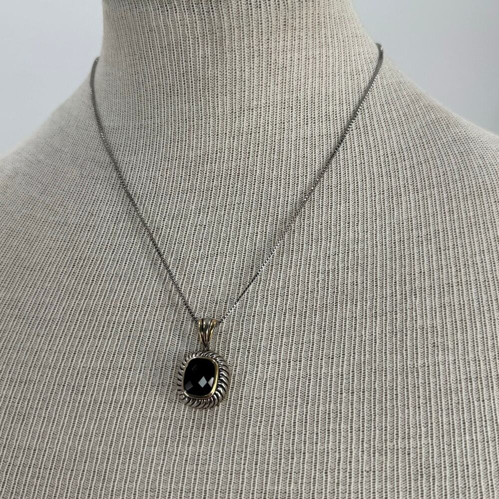 Black stone silver and gold Necklace